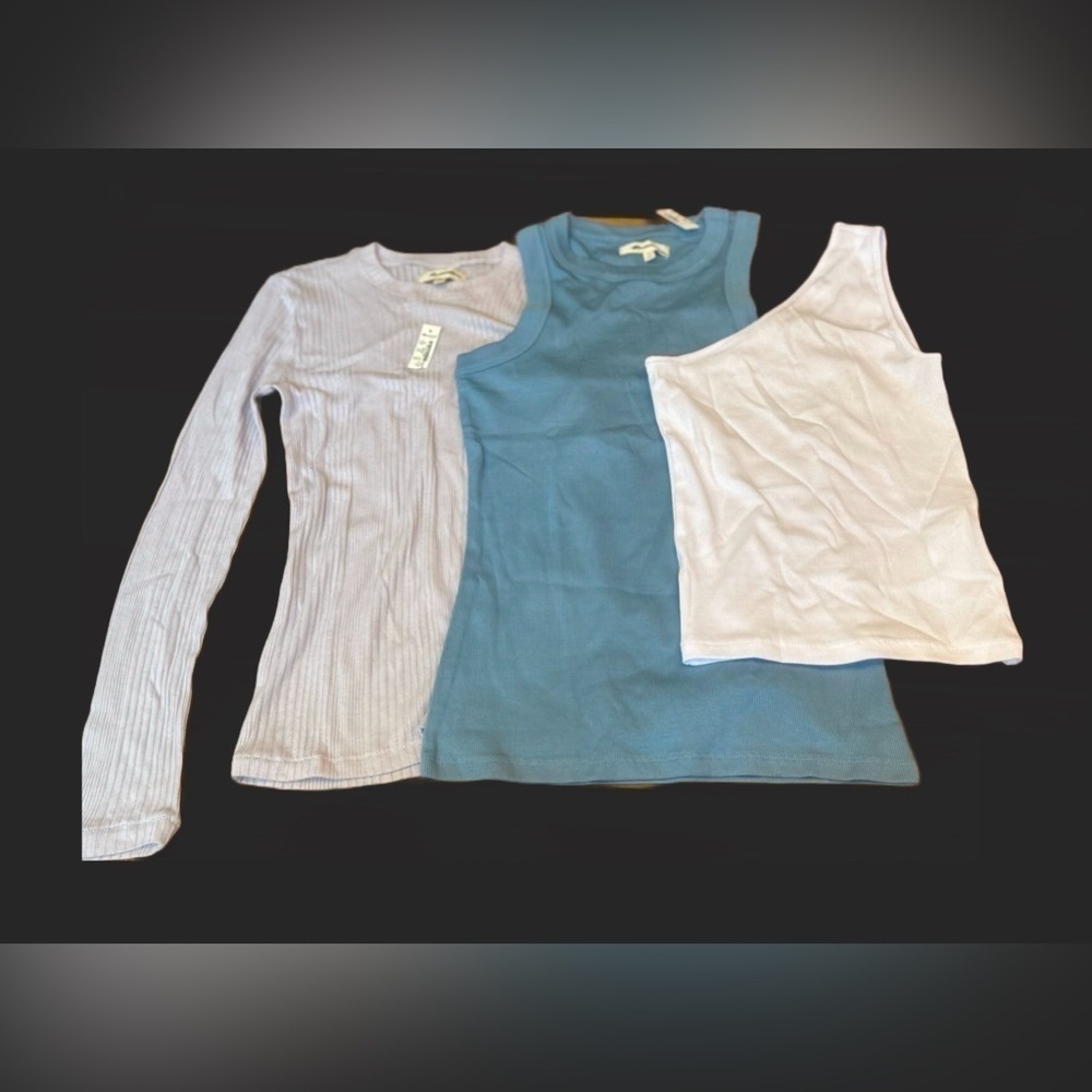 NWT Madewell LOT of 3 XS Summer Closet Staple Tops in Blue, White, and Dove
